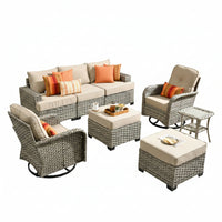 Patio Furniture Set Built for All Weather, 8 Pieces, Swivel Chairs, Modular Design, 350 lb Capacity