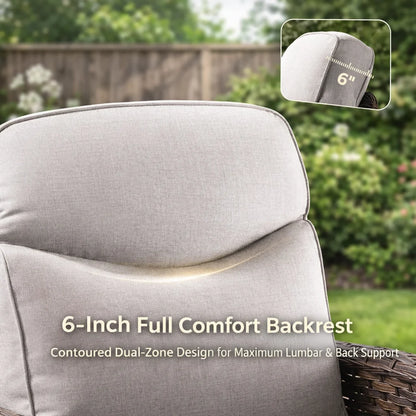 9-Piece Outdoor Patio Furniture Set with Fire Pit Table,Swivel Chairs and 6" Thick Cushions,Sectional Sofa and Ottomans,Patio Conversation Set for Porch Deck Garden Backyard
