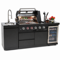 Outdoor Kitchen Island Built for Professional Grilling, 72000 BTU 4-Burner System, Marine Grade Steel, Granite Countertops