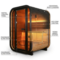 Outdoor Traditional Sauna Designed for Year-Round Use, Natural Pine Wood, LED Lighting, Heat-Resistant Glass — How It Works
